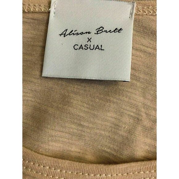 Alison Brett Solid Beige Long Sleeve top t shirt - Picture 5 of 7